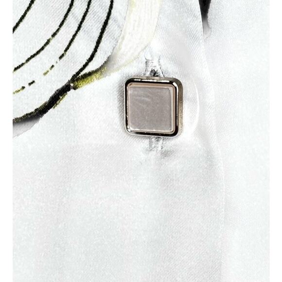 Zara Off White Floral Satin Long Sleeve Button Down Blouse - Picture 3 of 8